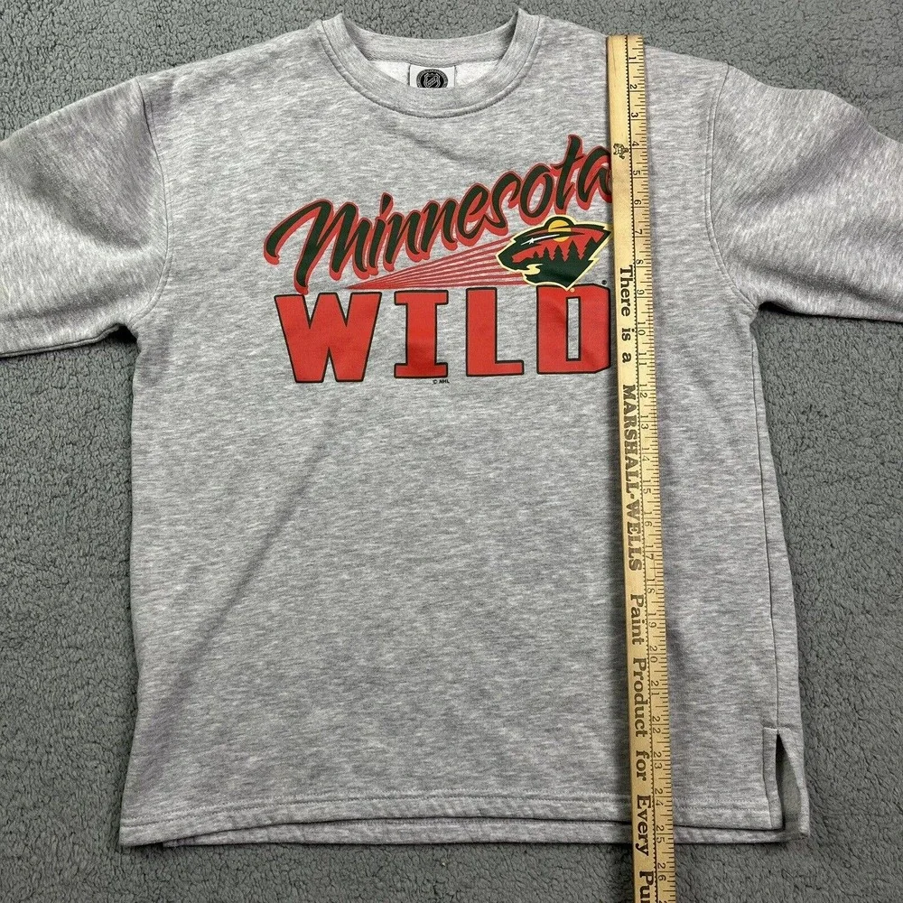 Minnesota Wild Crewneck Sweater Gray Hockey‎ Laces Sweatshirt NHL Size Small